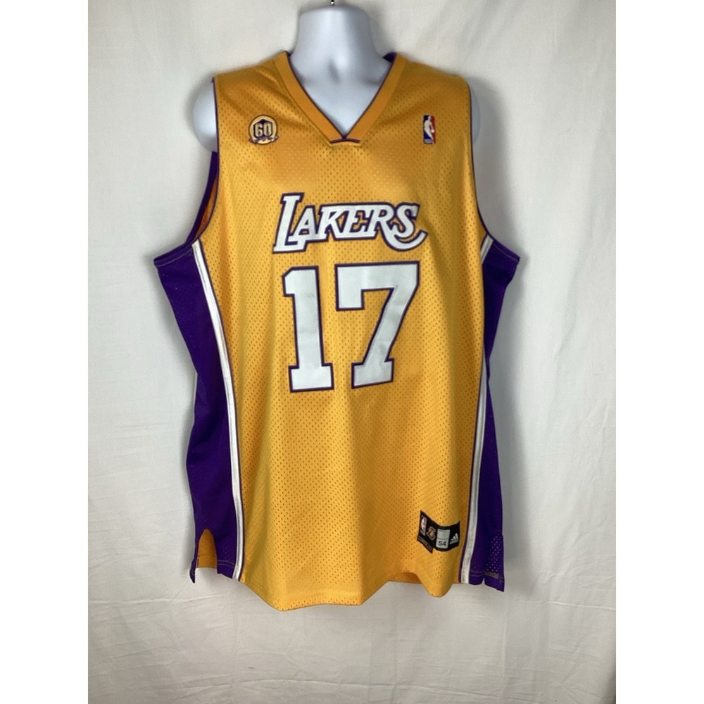 Los Angeles 60 Anniversary LAKERS #17 ANDREW BYNUM Championship JERSEY Size 54+2